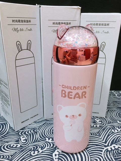 BÌNH GIỮ NHIỆT GẤU DỄ THƯƠNG - BÌNH INOX 304 CUTE - BÌNH NƯỚC CUTE TIỆN LỢI GIỮ NHIỆT 24H CỐC STARBUCKS