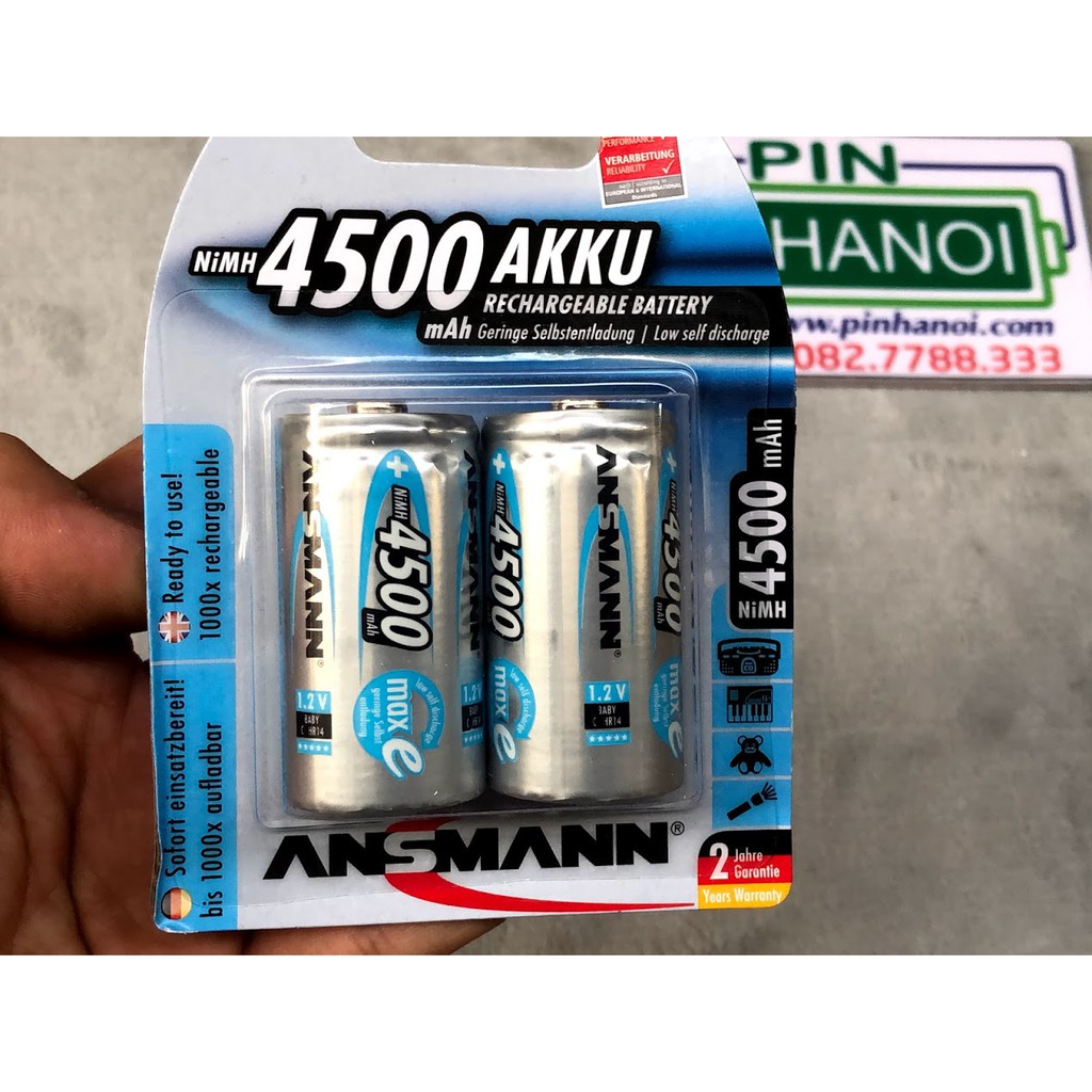 Vỉ 2 pin sạc ANSMANN Pin Trung NiMH C 4500mAh Baby C HR14 BL2 5035351