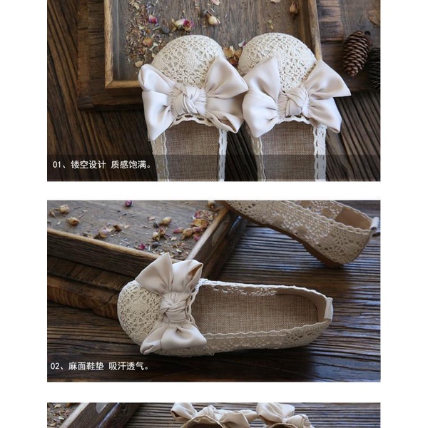 Giày Búp Bê Vải Đục Lỗ Thắt Nơ Phong Cách Mới Mùa Hè 2023 Cho Mẹ Bầu