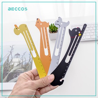 BECCOS / Cartoon Ruler hình động vật Đồ dùng học tập Văn phòng phẩm Dễ thương Cartoon Thước 15 cm（random color)