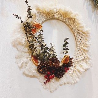 Vòng nguyệt quế macrame trang trí Noel