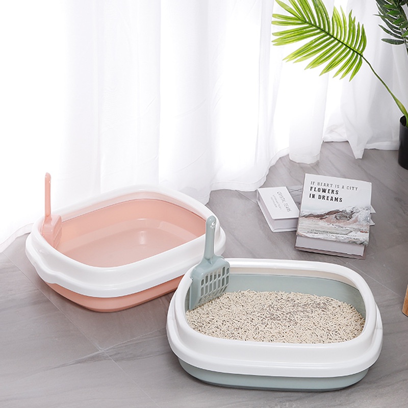 Khay cho mèo đi vệ sinh tránh văng cát tặng kèm xẻng xúc, bồn cát vệ sinh cho mèo Con Mèo Xiêm