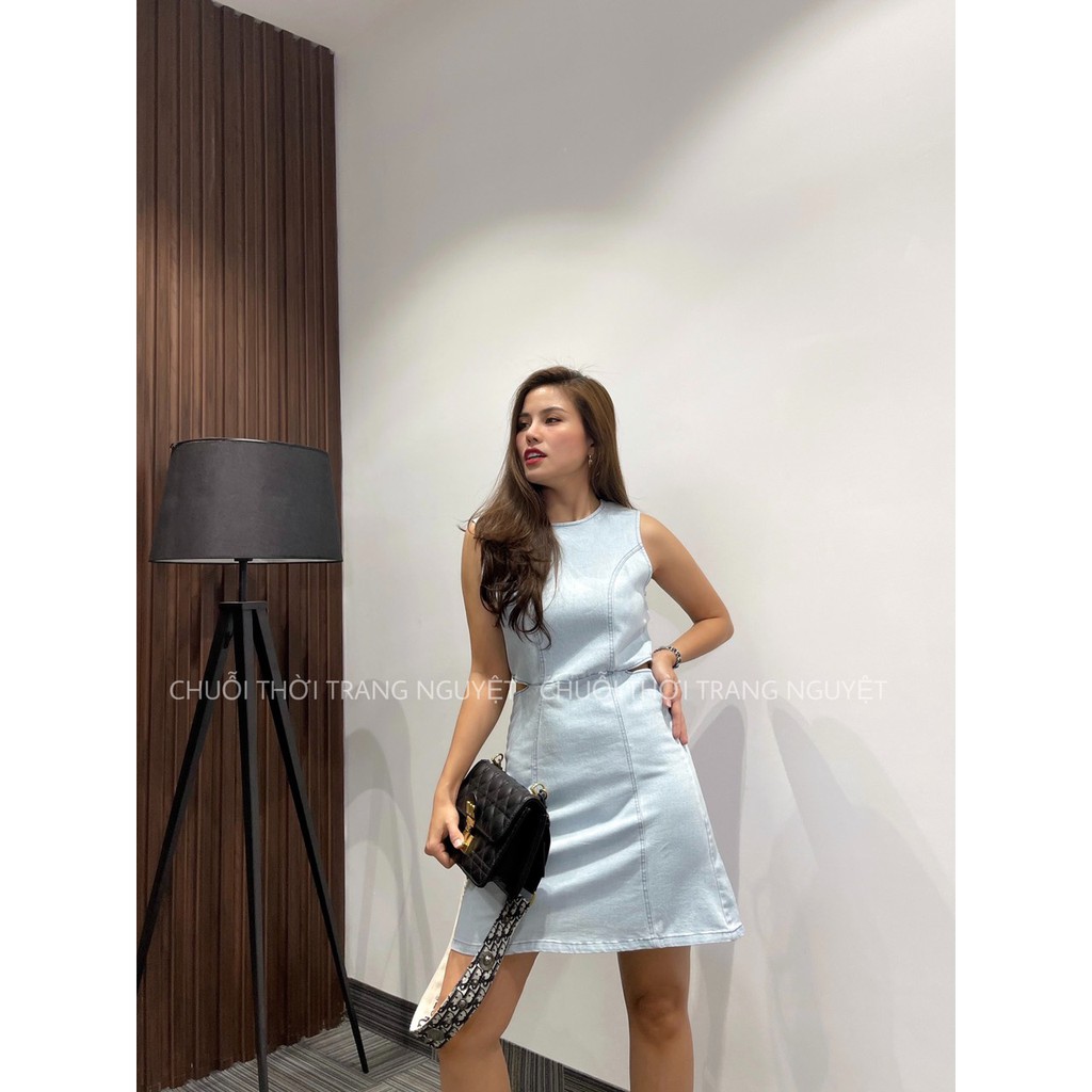 Đầm jean nữ ,Đầm jean denim khoét eo