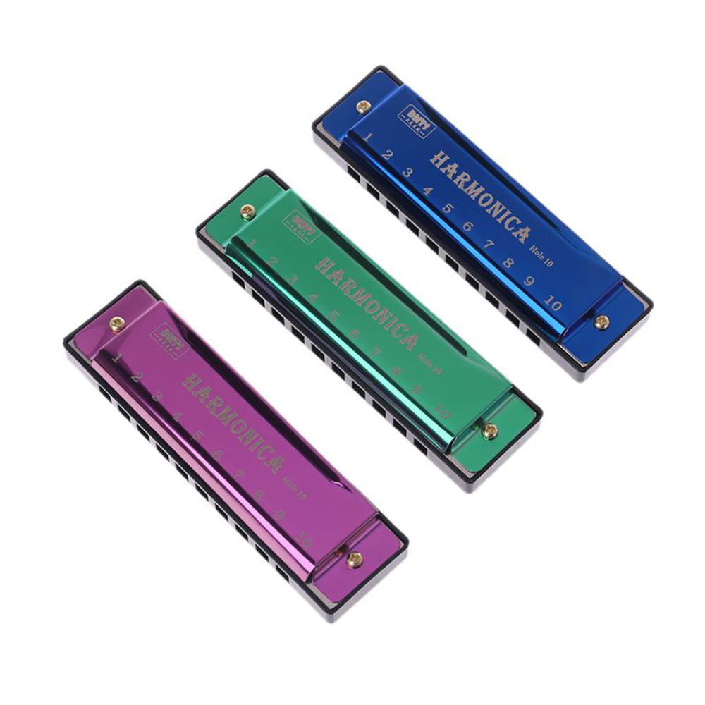 Kèn Harmonica 10 Lỗ Bằng Kim Loại Nhiều Màu Cho Người Mới Bắt Đầu