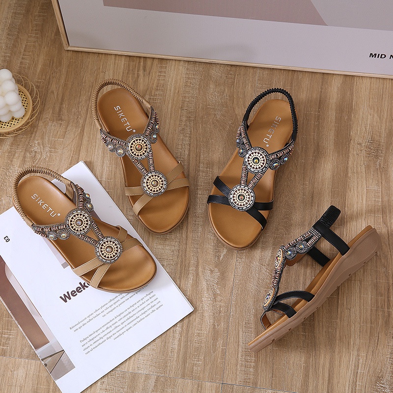 Giày Sandal Đế Bằng Phong Cách Bohemian Thời Trang Cho Nữ