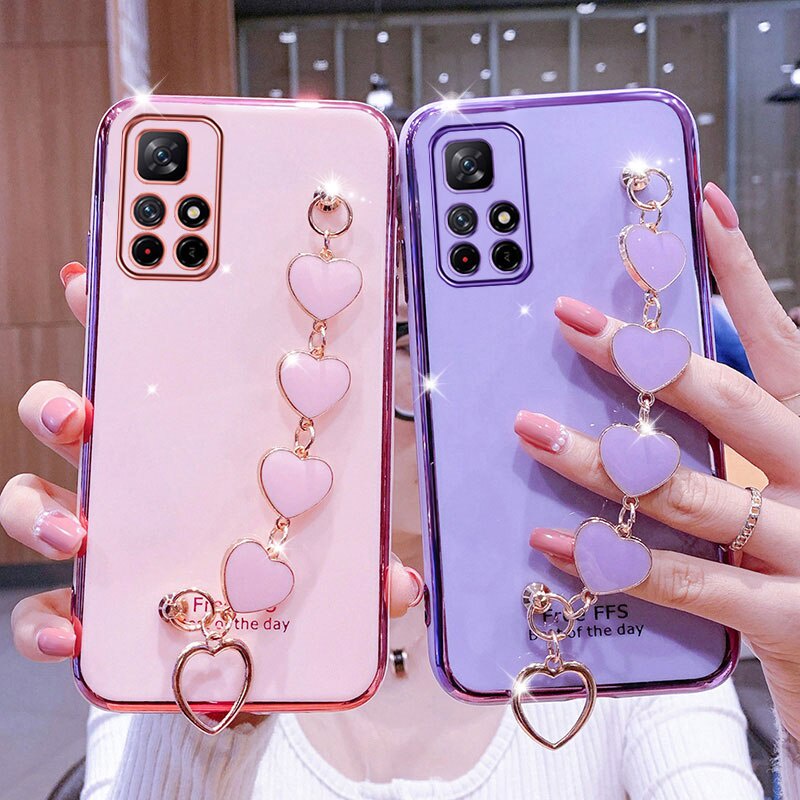 Ốp Điện Thoại Silicone Mềm Mạ Hình Trái Tim Cho Xiaomi Redmi Note 11 Pro 11S 10 10S 11T Pro 9A 9C Poco X3 GT M3 Pro