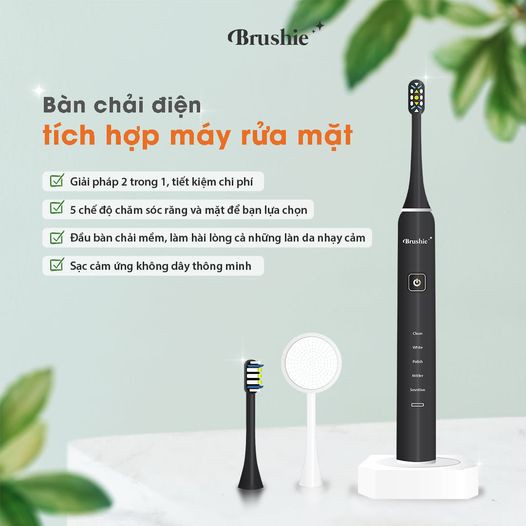 [Tặng quà] BRUSHIE Bàn chải điện Limitted mới cho niềng/răng nhạy cảm, chăm sóc nứu, tích hợp máy rửa mặt, chính hãng