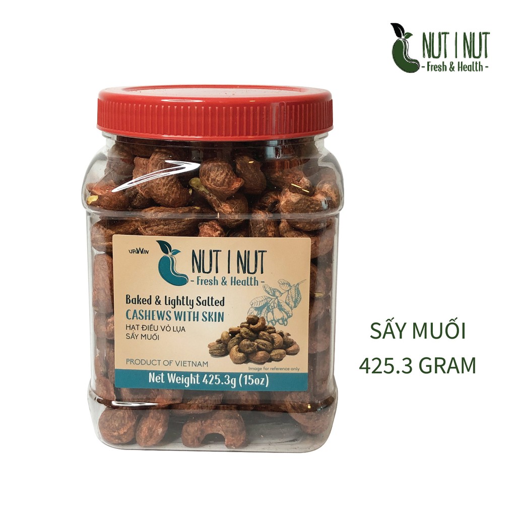 Hạt điều sấy muối vỏ lụa NUT I NUT hũ 425.3 gram