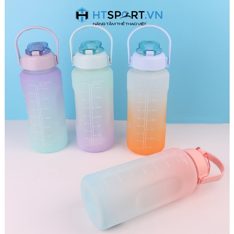 Bình Nước 2 Lít, Bình Đựng Nước Tập Gym Thể Thao Nhựa 2 Lít Chia Vạch Báo Giờ Uống Nước Có Vòi Dễ Thương Cao Cấp