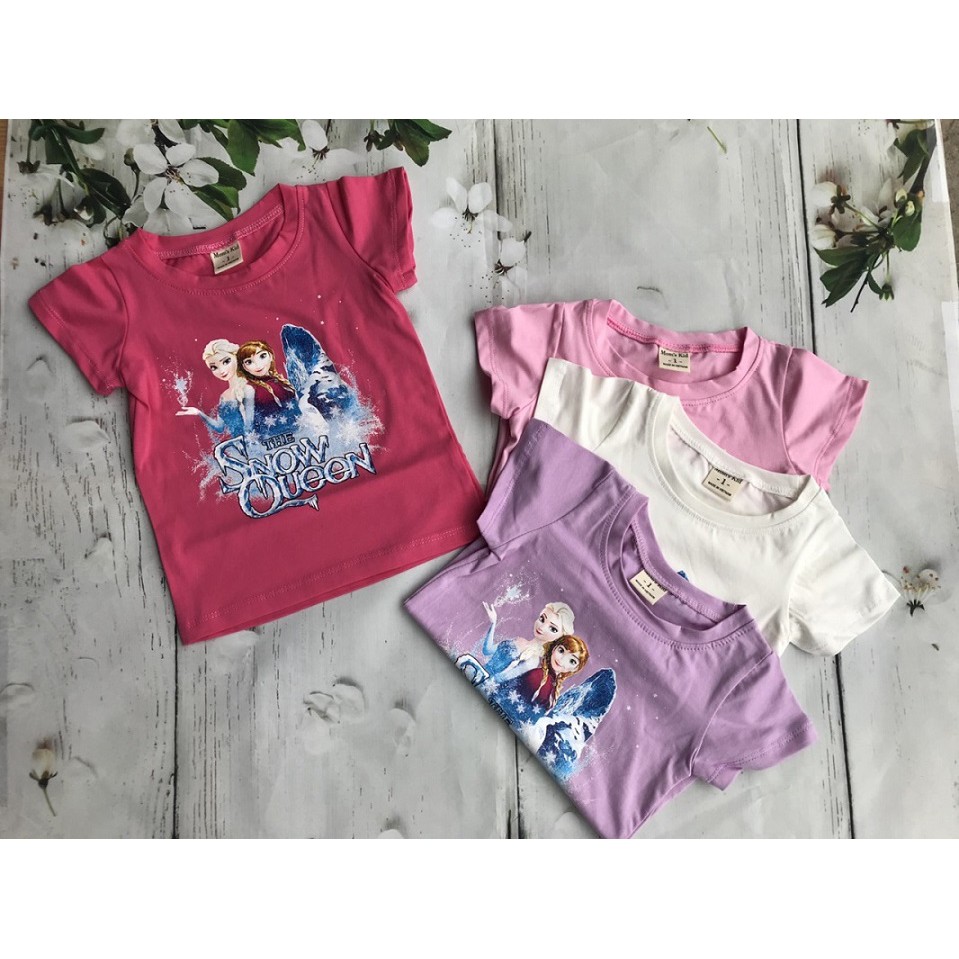 Combo 3 Áo phông Elsa cho bé gái, áo Cotton mịn đẹp