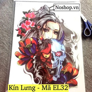 Hình xăm dán mặt quỷ [Nguyên lưng] - Mã EL32