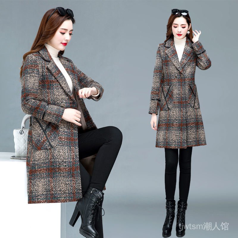 Áo Khoác Len Dài Plus Size Cho Nữ Trung Niên