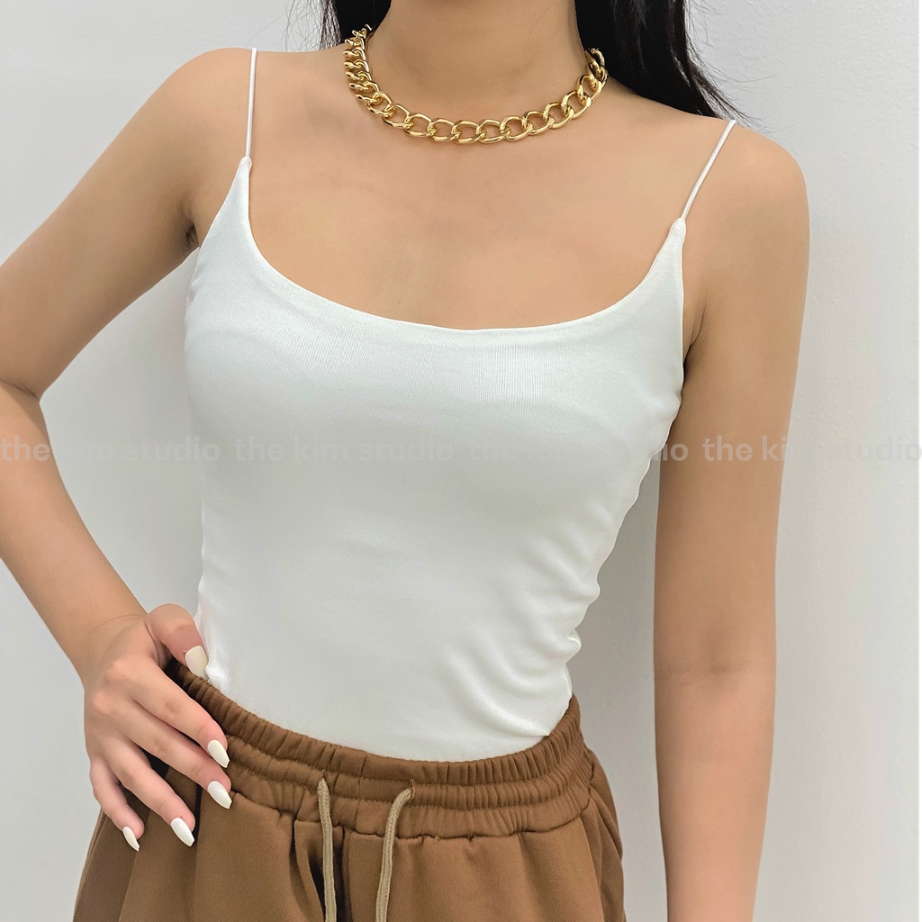 Áo nữ 2 dây sợi bún sơ vin được The Kim cotton may 2 lớp , áo hai dây cho nữ ôm body A105