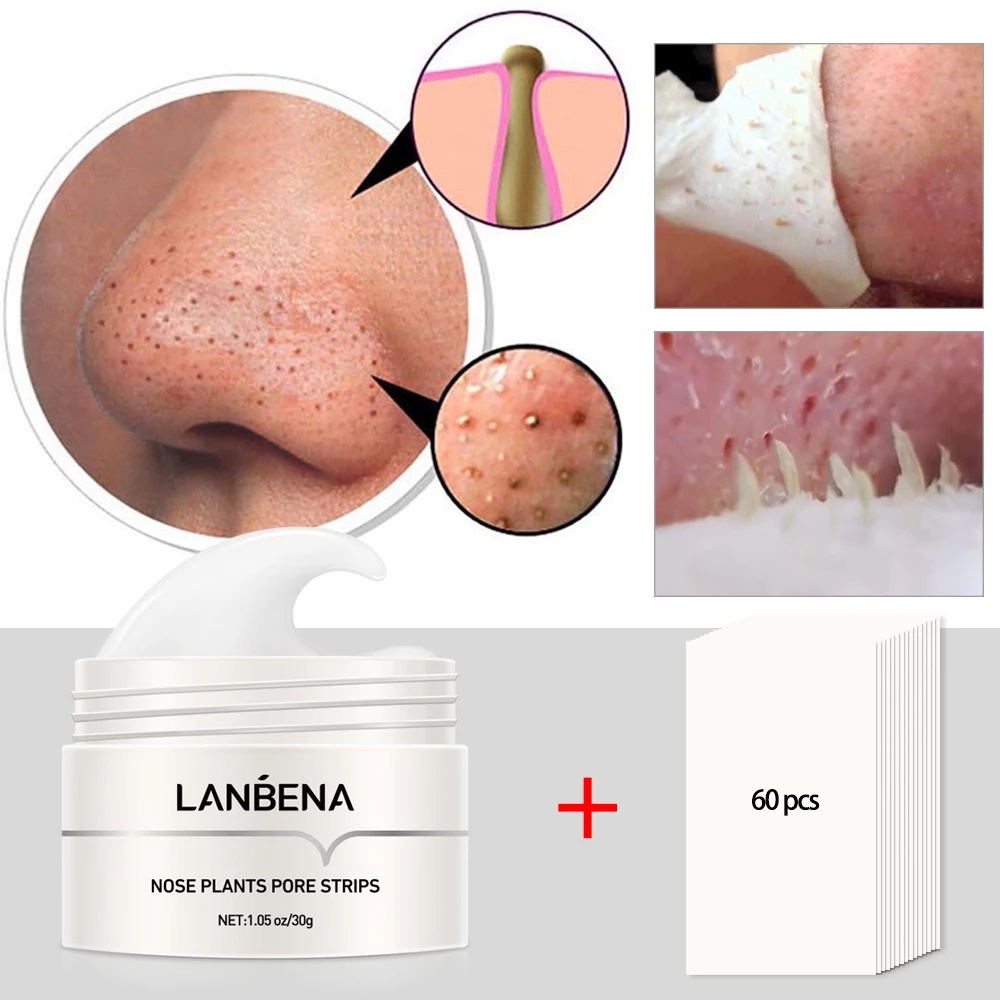 Mặt nạ bùn lột mụn đầu đen chính hãng LANBENA kèm 60 miếng giấy lột mụn