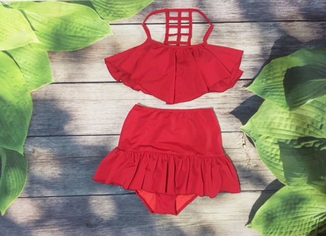 Bikini 2 mảnh áo đan ô vuông lưng ( Có 3 màu)