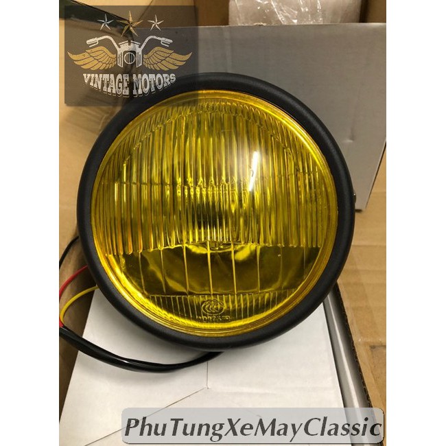 ĐÈN PHA XE MÁY ĐỘ CLASSIC - Đèn Pha Su GN Kính Vàng