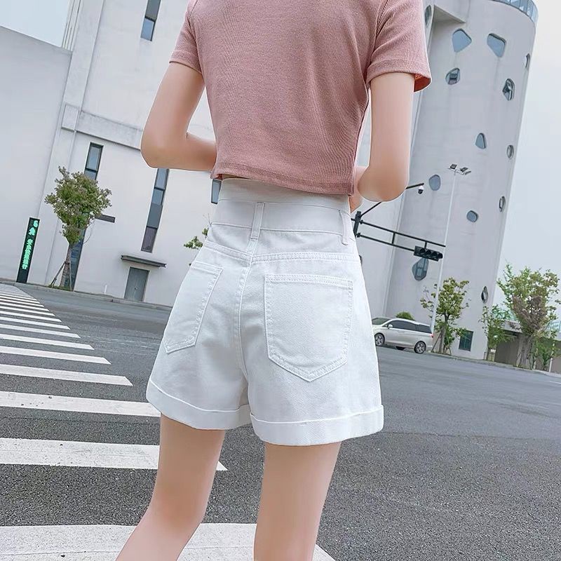 AMOI Quần Short Denim Lưng Cao Ống Rộng Thời Trang 2022 Dành Cho Nữ