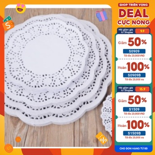Giấy ren lót bánh nhiều size, giấy lót bánh rau câu chống trượt tròn, ovan, giấy lót ren, giấy nến trang trí, lót dimsum
