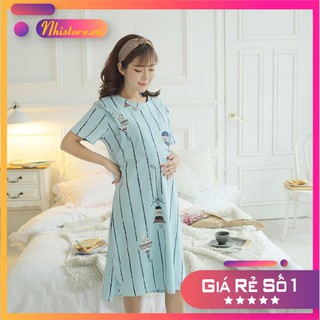 THANH LÝ HÀNG TỒN KHO Đầm bầu sau sinh thiết kế cho bé bú tiện lợi