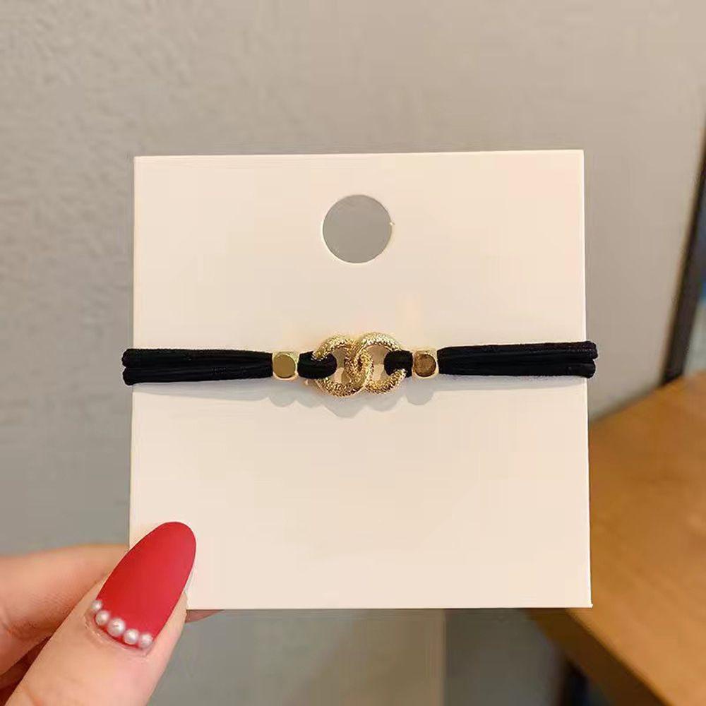 USNOW Dây Buộc Tóc Cao Su Co Giãn Phối Đuôi Ngựa Kim Loại Dễ Thương Đơn Giản Dành Cho Bạn Nữ