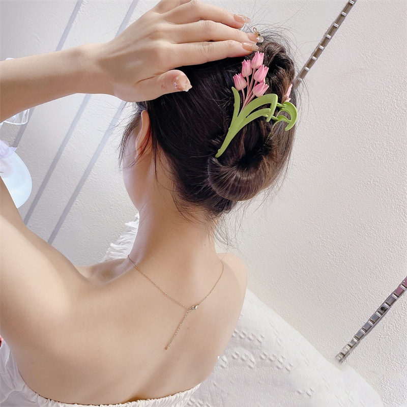 Kẹp tóc kim loại HAIMEIKANG họa tiết hoa cúc phong cách Hàn Quốc