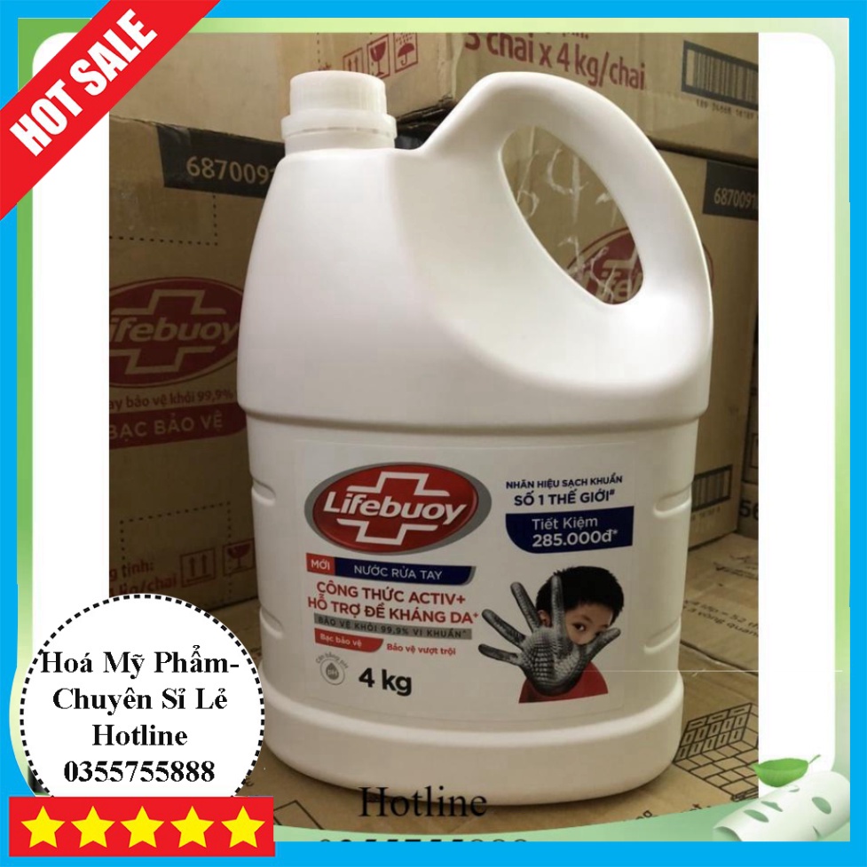 Hoả Tốc Nước rửa tay Lifebuoy Bạc che chở Can 4kg, giúp sạch khuẩn và chăm sóc  khỏi 99.9% vi sinh vật tốt hơn hết trên