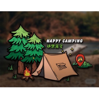 Hình dán phản quang happy camping 14cm