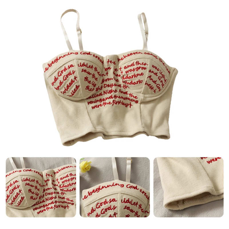 Áo croptop hai dây thêu chữ phong cách Harajuku thời trang mùa hè cho nữ