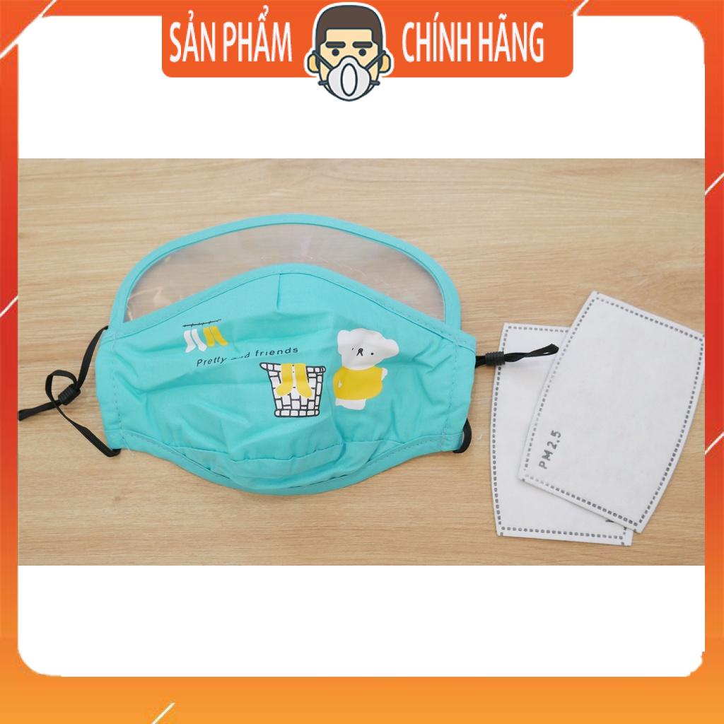 Khẩu trang cho trẻ em lọc bụi mịn có kính che chống bọt bắn an toàn cho trẻ