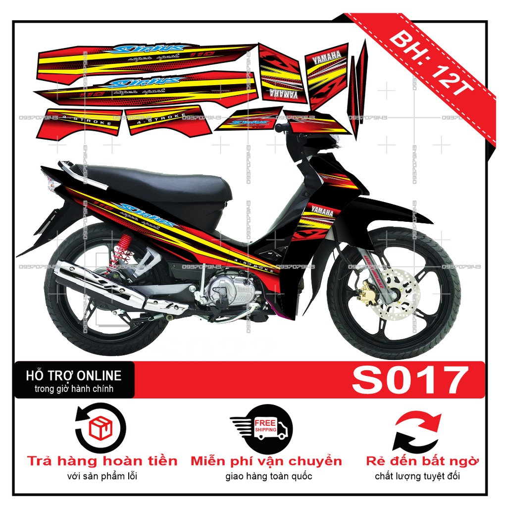 ( Quí khách vui lòng mang ra tiệm cho thợ dán ) Tem sirius đỏ đen