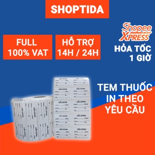 Tem thuốc nhãn thuốc in sẵn liều dùng uống thuốc dược phẩm cho y dược Shoptida