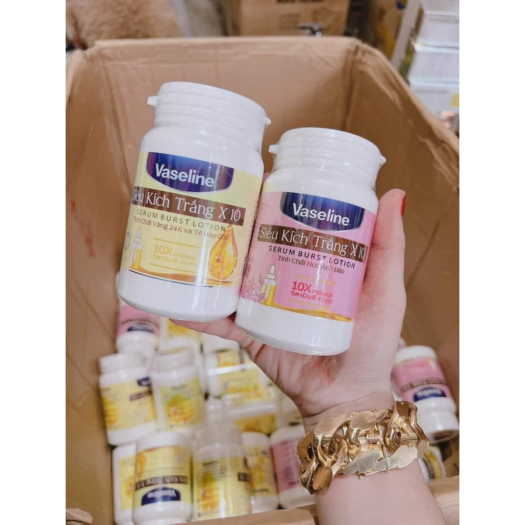 Kem Kích Trắng Vaseline X10 - Hũ 200g - Kích trắng vaselin dưỡng ẩm mềm mịn da ngày và đêm