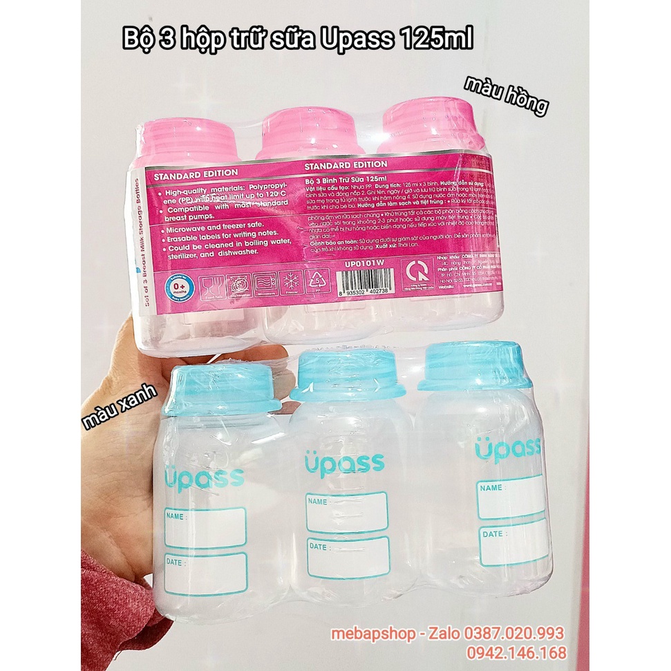 BỘ 3 BÌNH TRỮ SỮA UPASS 125ML