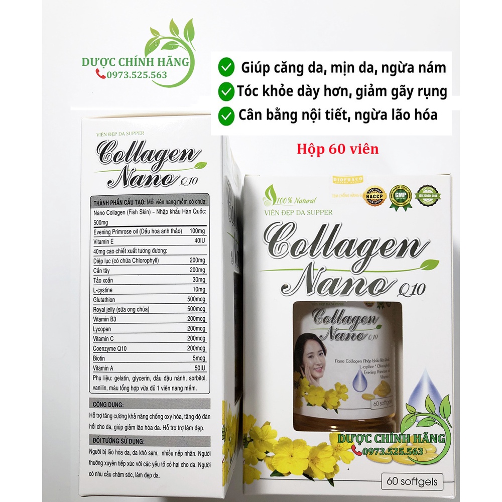 Viên uống Collagen Nano Q10 giúp đẹp da, căng da, mờ sạm, nám