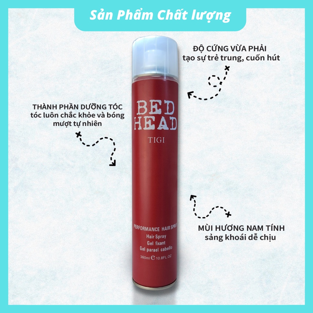 Gôm xịt tóc TIGI Bed Head Hard Head 380ml tạo kiểu tóc giữ nếp bồng đẹp keo xịt tóc chính hãng