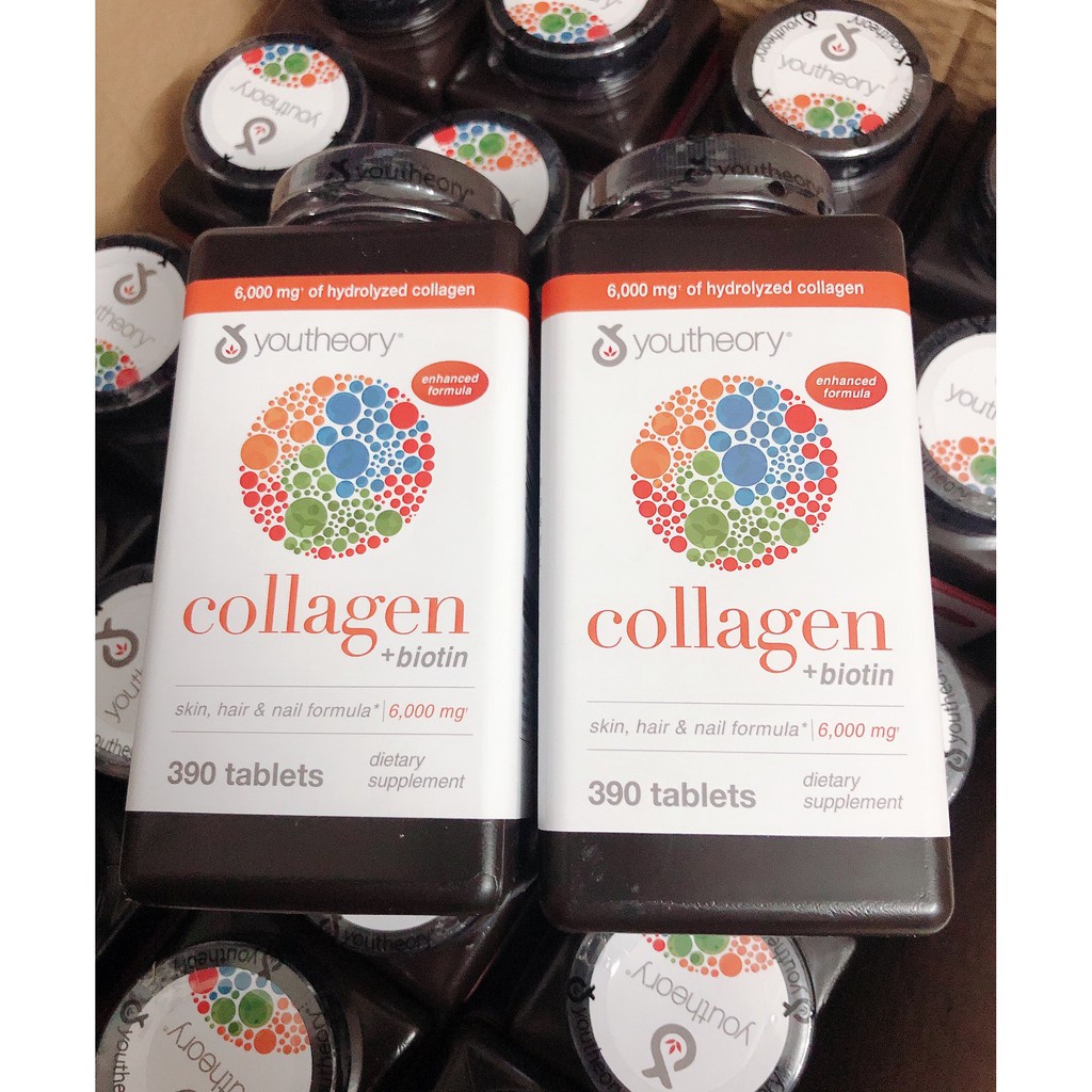 [CAM KẾT CHÍNH HÃNG] Viên uống đẹp da Collagen Youtheory 390v - Beauty Collagen Biotin Hair nail Skin Formula 6000mg