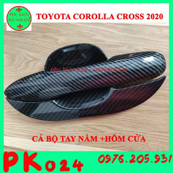 [Corolla Cross 2020] Bộ Ốp Tay Nắm  Hõm Cửa Ô Tô Corolla Cross 2020 Vân Cacbon