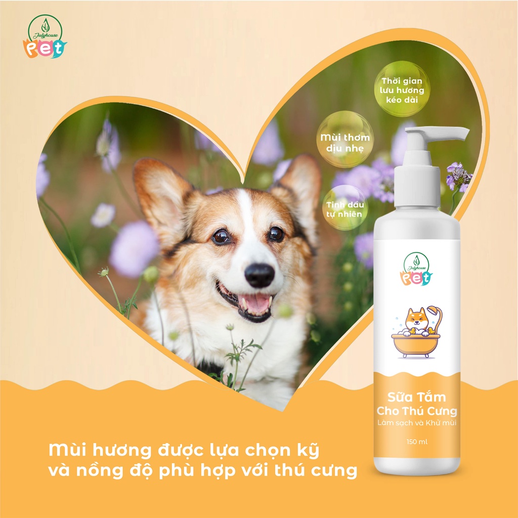 Sữa tắm cho chó mèo 150ml/500ml Julyhouse thơm mát khử mùi hôi