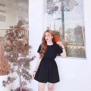 ĐẦM NƠ LƯNG ĐEN ĐƠN GIẢN HỞ ÍT PHÍA SAU LƯNG