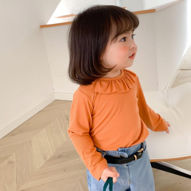 Áo Thun Tay Dài Màu Trơn Cho Bé Gái