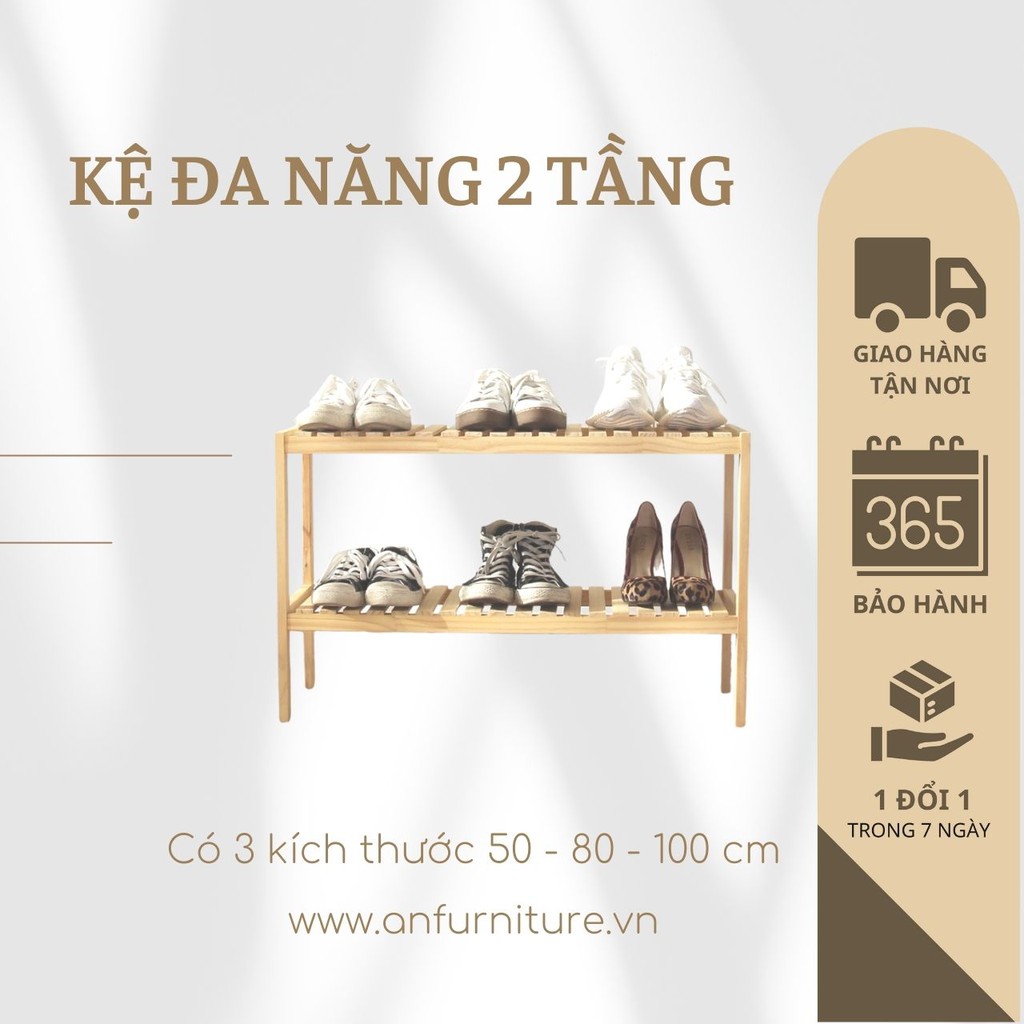 Kệ đa năng 2 tầng loại gỗ thông xuất khẩu Hàn Quốc fullbox