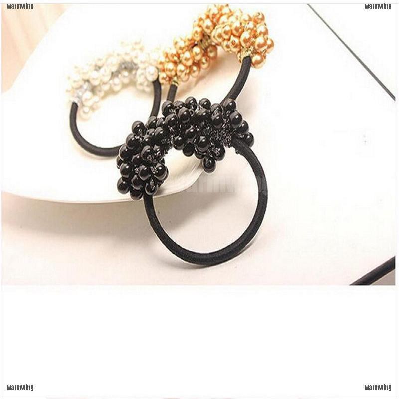 Bộ 2 Dây Cột Tóc Cao Su Co Giãn Đính Ngọc Trai Cho Nữ