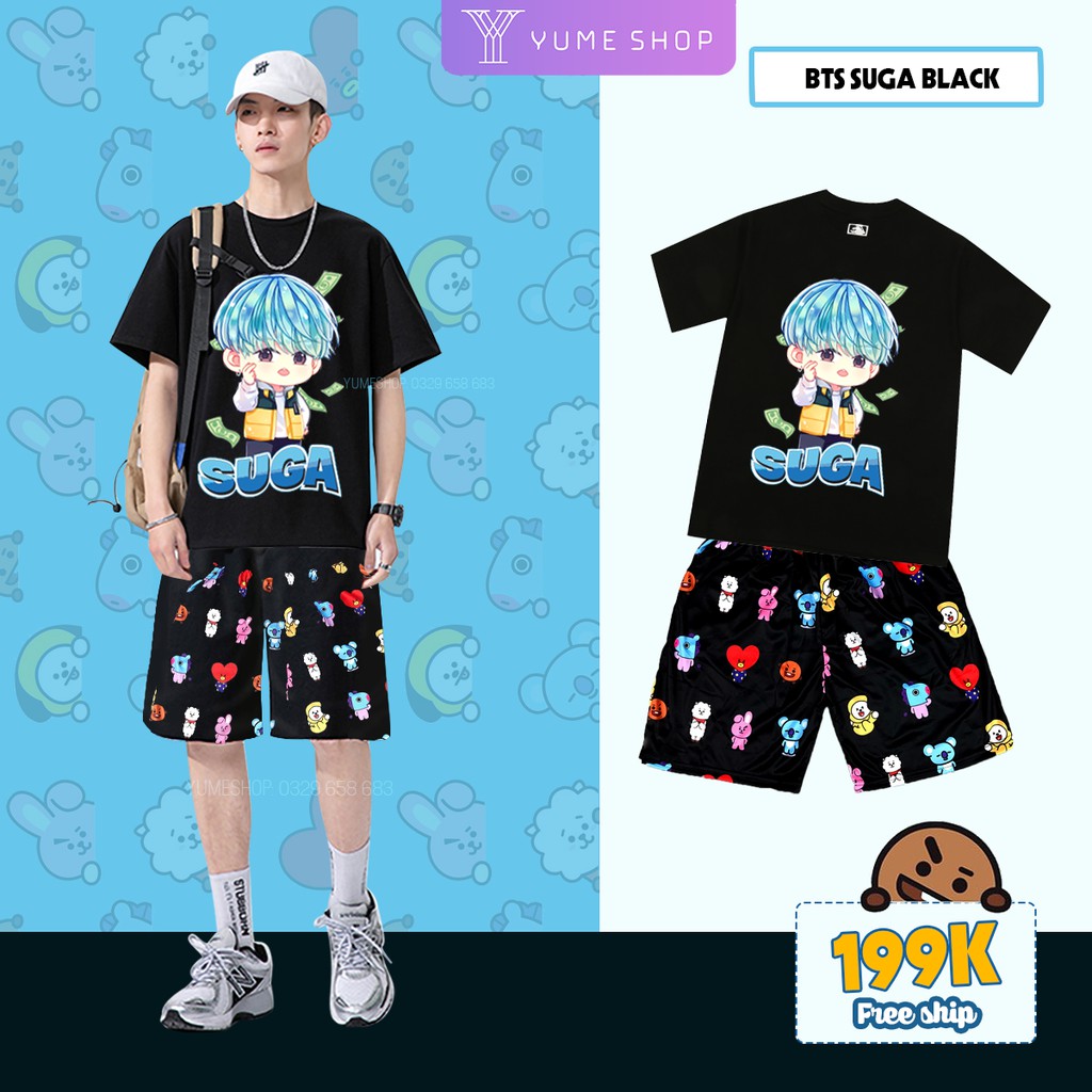Bộ quần áo thun SUGA BTS phong cách chibi