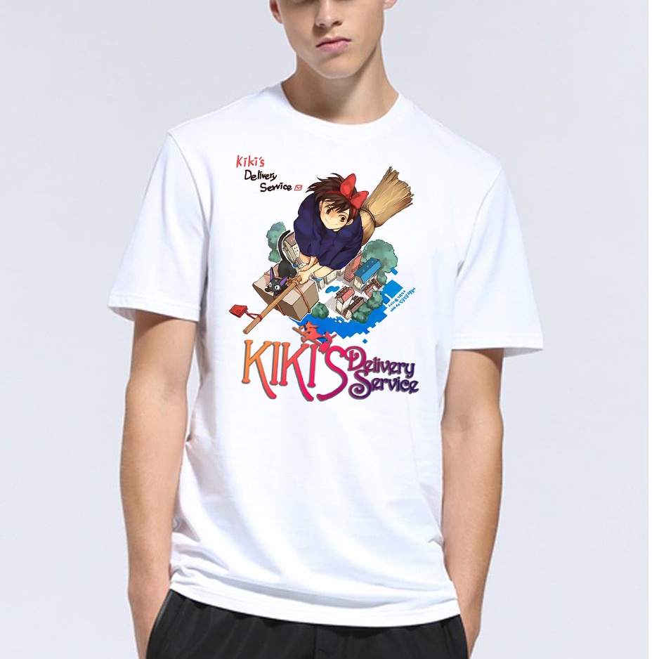 Áo thun nam nữ tay lỡ vải cotton form rộng màu trắng Hạ Băng Designs - Ghibli 002