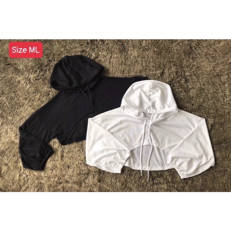 Áo Croptop Nữ Có Nón Mặc Ngoài Chất Thun Lưới Form Đẹp Tập Gym, Chạy Bộ