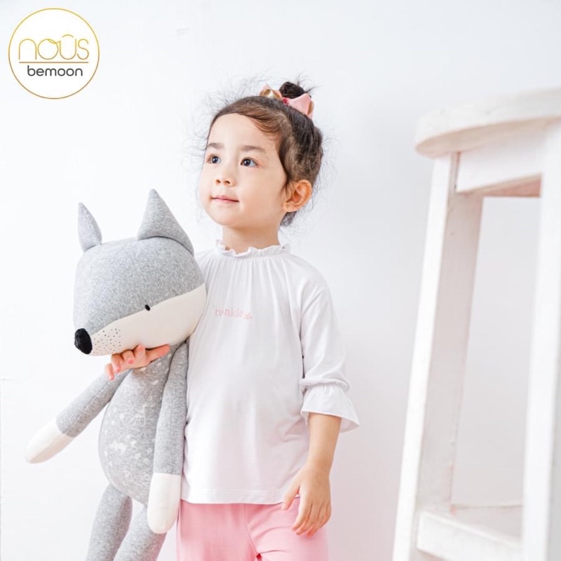 [Nous Kids] Bộ quần áo Nous bé gái dài tay chất Nu Doux mỏng