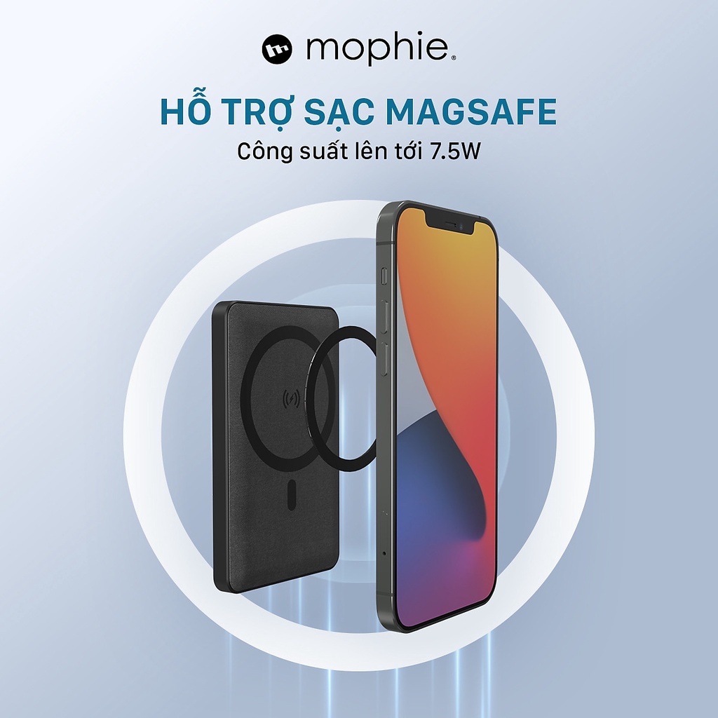 Sạc dự phòng Mophie Snap+ 5,000mAh - Công nghệ sạc không dây chuẩn Qi - Bảo hành chính hãng 24 tháng