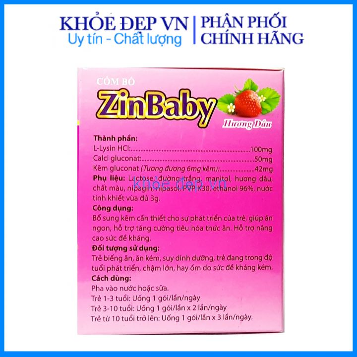 Cốm ZINBABY tăng cường sức đề kháng, hỗ trợ hệ tiêu hóa, hỗ trợ ăn ngon cho bé - Hộp 25 gói