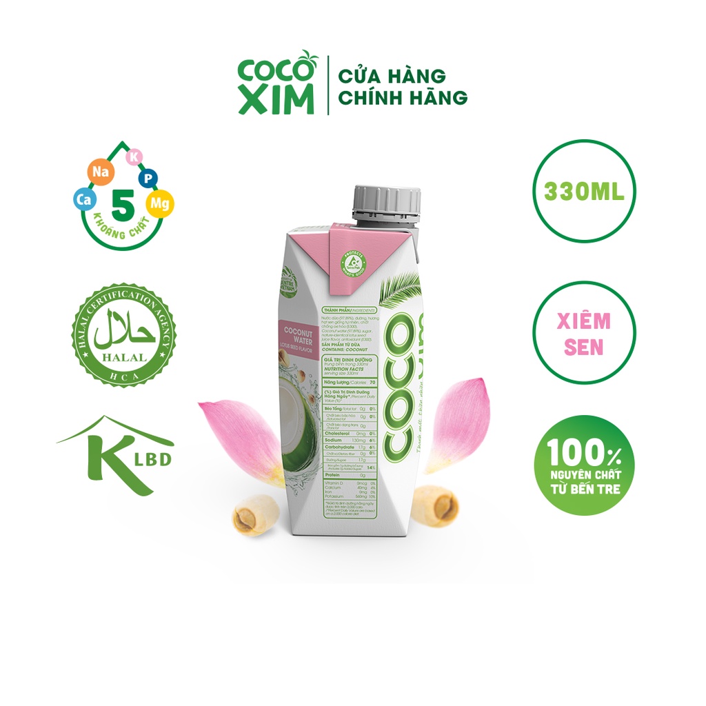 Nước dừa đóng hộp Cocoxim Sen dung tích 330ml/Hộp