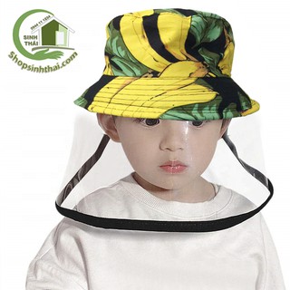 Nón mũ trẻ em chống giọt bắn từ 1 - 6 tuổi - nón mũ có màn kính che hình trái cây và chuối